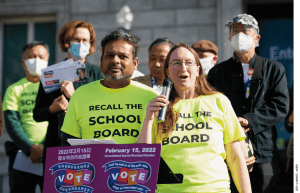 The San Francisco school- board recall effort was led by parents Siva Raj (left) and Autumn Looijen.