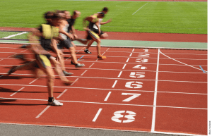 Sprinters running on a track