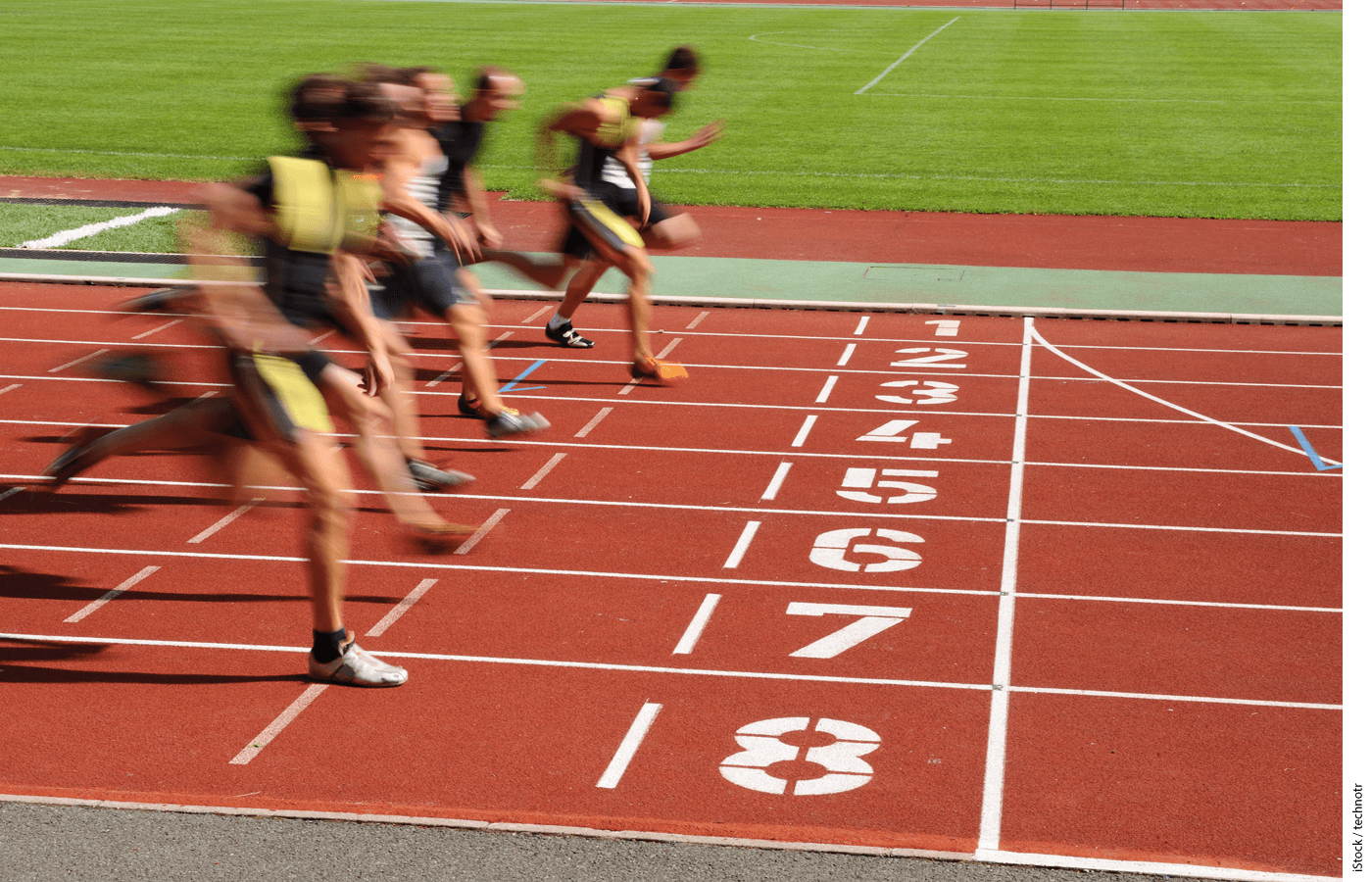 Sprinters running on a track