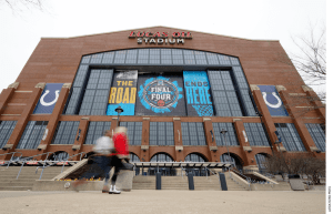 Exterior of Lucas Oil Stadium in Indianapolis, IN