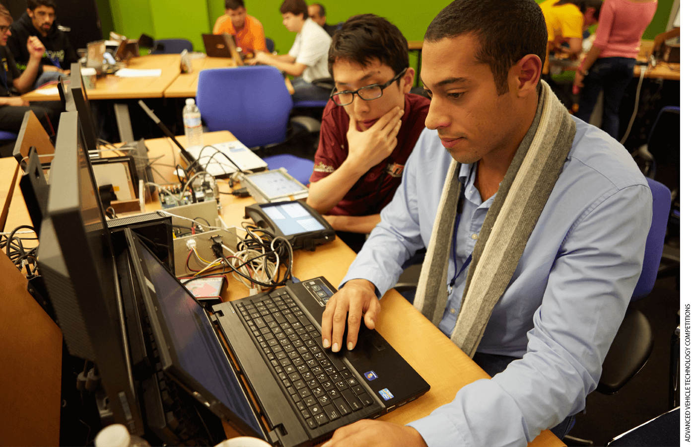 Students at Cal State-LA collaborate as part of an advanced vehicle technology competition. The public university campus scored highest in the nation in one ranking measuring upward mobility rates.